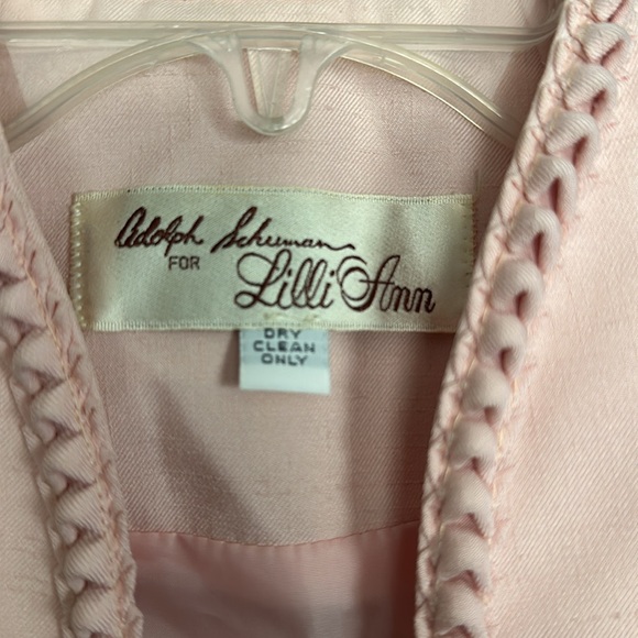 Adolph Schuman for Lilli Ann light pink open silk suit blazer with braided trim - Picture 2 of 10
